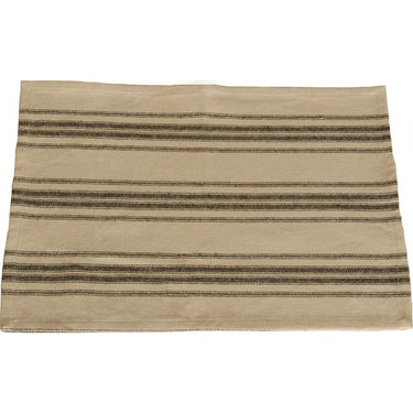 Grain Sack Stripe Oat Black Placemat Set Of Six PM164211 - The Fox Decor